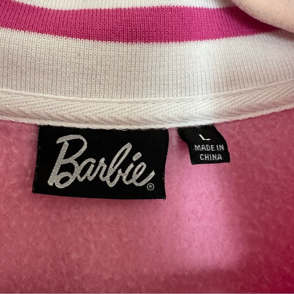 Barbie Pink Quarter Zip Sweatshirt Women’s Large Barbiecore Pullover - Picture 3 of 9